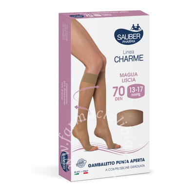 Sauber gambaletto open toe 70 denari maglia liscia neutro beige taglia 2
