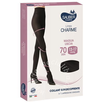 Sauber charme collant supercoprente 70 denari nero 5