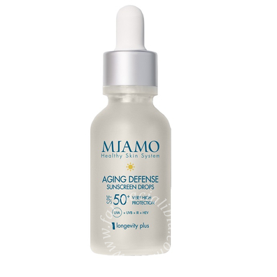 Miamo new formula miamo longevity plus aging defense sunscreen drops spf50+ 30 ml
