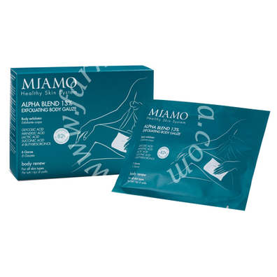 Miamo body renew alpha blend 13% exfoliating body gauze box 6 pezzi