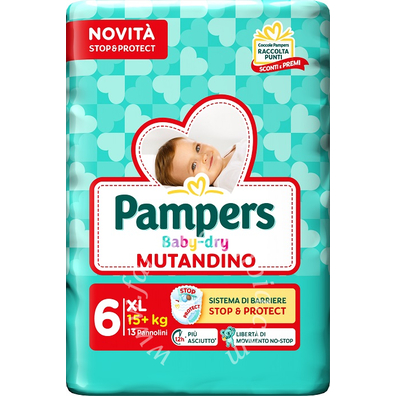 Pampers baby dry pannolino mutandina extra large small pack 13 pezzi