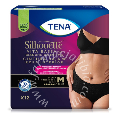 Pannolone a mutandina assorbente tena silhouette noir m vita bassa 12 pezzi