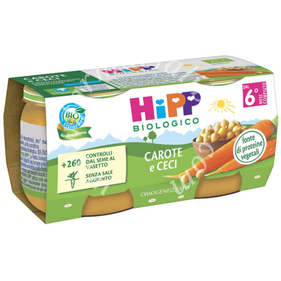 Hipp bio omogeneizzato carote/ceci 2x80 g