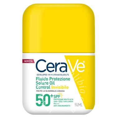 Cerave fluido protezione solare oil control invisibile spf50+ 50 ml