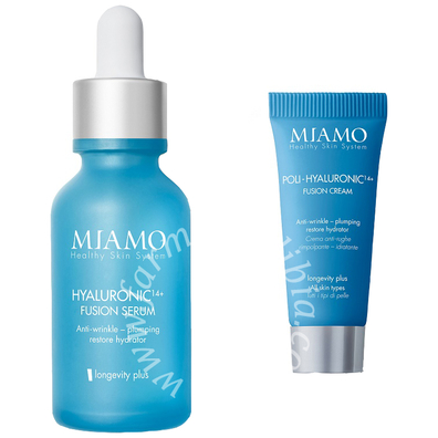 Miamo longevity plus bundle hyaluronic 14+ fusion serum +poli hyaluronic fusion cream 5 ml