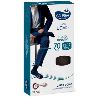 Sauber pharma uomo calza dryarn 70 denari nero taglia l/xl