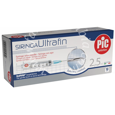 Siringa ultrafin 2,5 ml gauge 23 1/4 10 pezzi