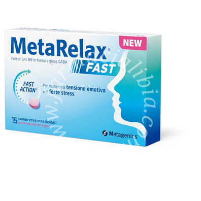 Metarelax fast 15 compresse masticabili gusto naturale di fragola senza glutine senza lattosio con edulcoranti