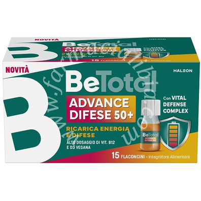 Betotal advance difese 50+ 15 flaconcini da 7 ml aroma naturale arancia con edulcoranti senza zuccheri senza glutine naturalmente privo di lattosio