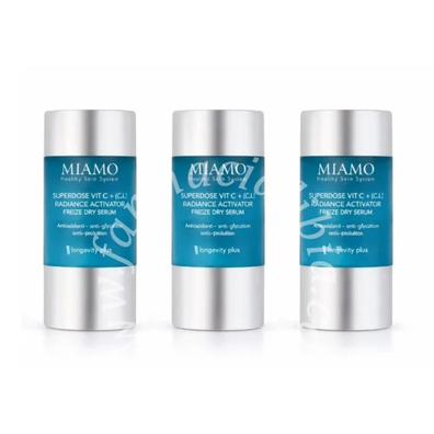 Miamo longevity plus superdose vitc c,l radiance activator freeze dry serum 3 pezzi da 5 ml
