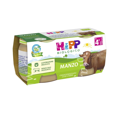Hipp bio omogeneizzato manzo 2 pezzi da 80 g