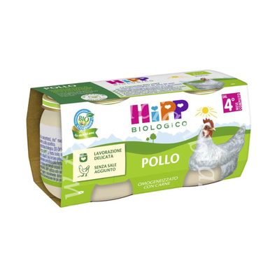 Hipp bio omogeneizzato pollo 2 pezzi da 80 g