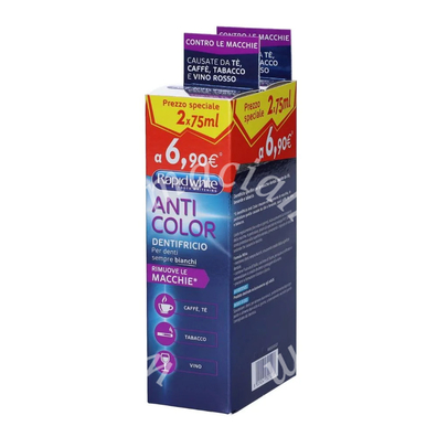 Rapid white bipack dentifricio anti color 75+75 ml