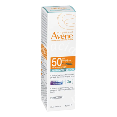 Eau thermale avene solare fluido anti-imperfezioni spf50 40 ml