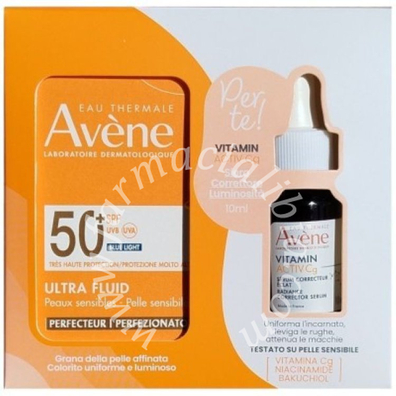 Eau thermale avene solare ultra fluid perf spf50+ 50 ml + vitamin activ cg siero 10 ml