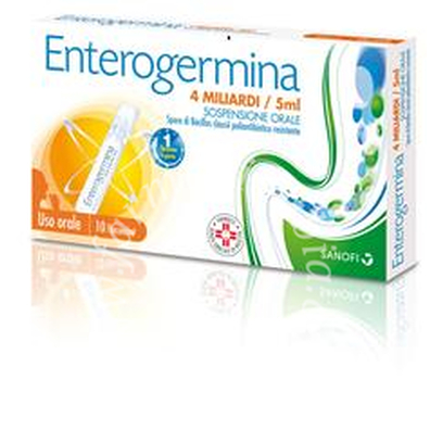 Enterogermina 4 miliardi / 5 ml sospensione orale  spore di bacillus clausii poliantibiotico resistente – uso orale 4 miliardi/5  10 flaconcini
