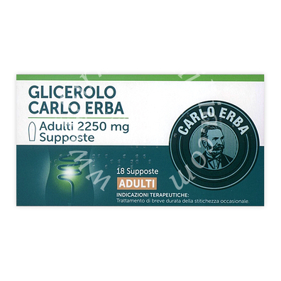 Glicerolo carlo erba prima infanzia 900 mg supposte  glicerolo carlo erba bambini 1375 mg supposte  glicerolo carlo erba adulti 2250 mg supposte adulti 2,250  18 supposte