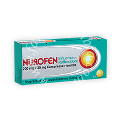 Nurofen influenza e raffreddore 200 mg + 30 mg compresse rivestite  ibuprofene + pseudoefedrina cloridrato 12 compresse rivestite