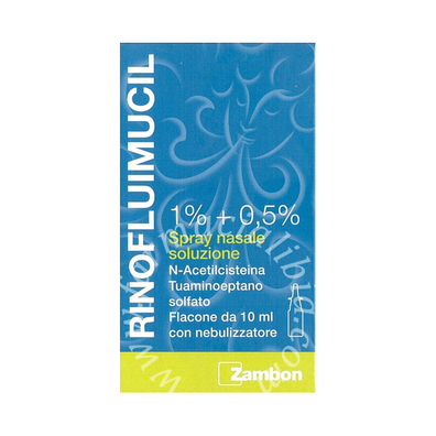 Rinofluimucil 1% + 0,5% spray nasale soluzione  n-acetilcisteina + tuaminoeptano solfato flacone 10 ml