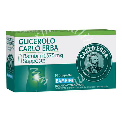 Glicerolo carlo erba prima infanzia 900 mg supposte  glicerolo carlo erba bambini 1375 mg supposte  glicerolo carlo erba adulti 2250 mg supposte 18 supposte