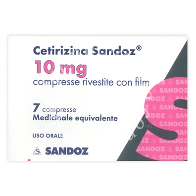 Cetirizina sandoz 10 mg compresse rivestite con film  cetirizina dicloridrato 7 compresse in blister pvc/alu