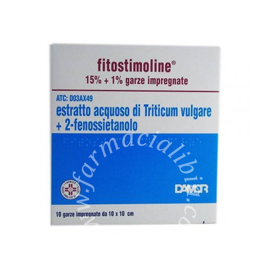 Fitostimoline 15% garze impregnate  estratto acquoso di triticum vulgare 10 garze