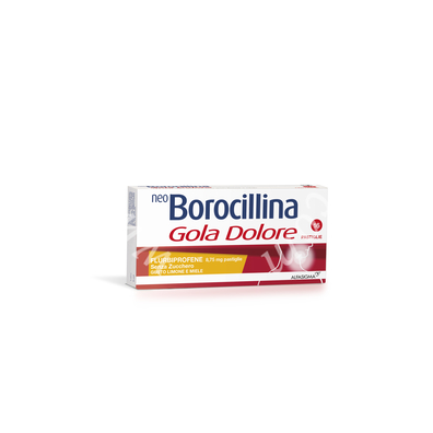 Neo borocillina gola dolore 8,75 mg pastiglie senza zucchero gusto menta  neo borocillina gola dolore 8,75 mg pastiglie senza zucchero gusto arancia e miele  neo borocillina gola dolore 8,75 mg pastiglie senza zucchero gusto limone e miele  flurbipr