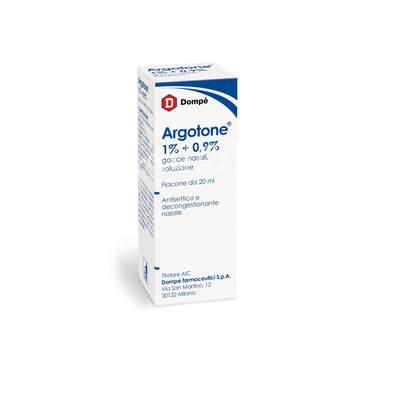 Argotone 1%/0,9% gocce nasali, soluzione  argento vitellinato/efedrina cloridrato 1% +  1 flacone da 20 ml