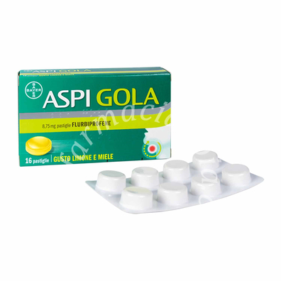 Aspi gola 8,75 mg pastiglie gusto limone e miele  flurbiprofene pastiglia gusto miele limone 16 pastiglie in blister pvc/pvdc/alluminio