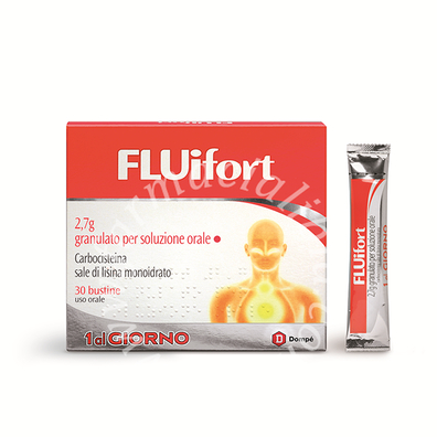 Fluifort 2,7 g granulato per soluzione orale  carbocisteina sale di lisina monoidrato 30 bustine