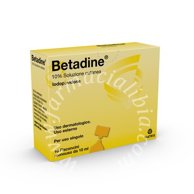 Betadine 10% soluzione cutanea  iodopovidone 10 flaconcini monouso in hdpe da 10ml