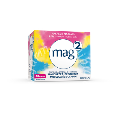 Mag2 1,5 g/10 ml soluzione orale  mag2 2,25 g polvere per soluzione orale  magnesio pidolato 40 bustine