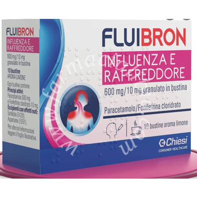 Fluibron influenza e raffreddore 600 mg/10 mg granulato in bustina  paracetamolo/fenilefrina cloridrato 10 bustine pet/al/pe