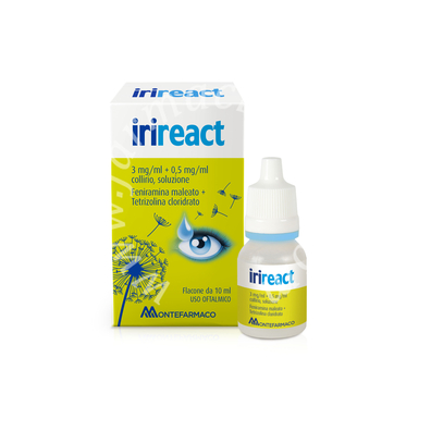 Irireact 3 mg/ml + 0,5 mg/ml collirio, soluzione  feniramina maleato + tetrizolina cloridrato  medicinale equivalente soluzione 1 flacone contagocce in ldpe da 10 ml