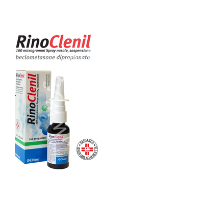 Rinoclenil 100 microgrammi spray nasale, sospensione  beclometasone dipropionato 100 mcg  flacone 30 ml da 200 erogazioni