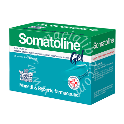Somatoline 0,1% + 0,3% gel levotiroxina, escina 30 bustine in carta/al/pe da 10 g