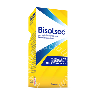 Bisolsec 2,13 mg/ml soluzione orale  pentossiverina citrato 1 flacone in vetro da 190 ml