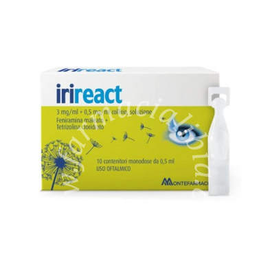 Irireact 3 mg/ml + 0,5 mg/ml collirio, soluzione  feniramina maleato + tetrizolina cloridrato  medicinale equivalente soluzione in contenitore monodose 10 contenitori in ldpe da 0,5 ml