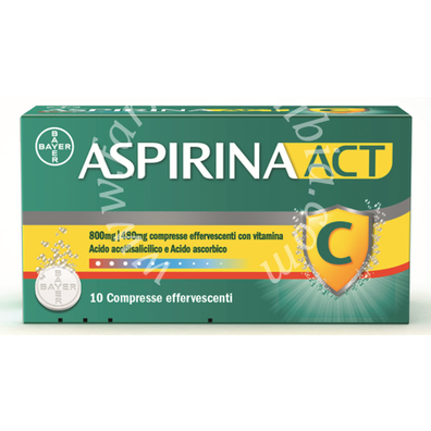 Aspirinaact 800 mg/480 mg compresse effervescenti con vitamina c  acido acetilsalicilico e acido ascorbico 10 compresse in strip pap/pe/al/ionomero