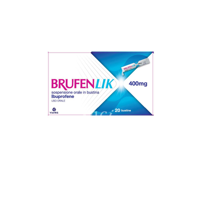 Brufenlik 200 mg sospensione orale in bustina  ibuprofene 400  20 bustine in pet/al/pet/pe da 10 ml