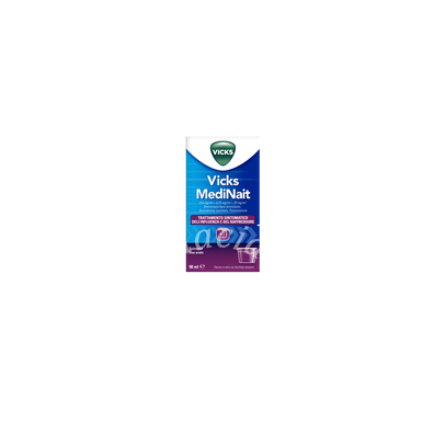 Vicks medinait 0,5 mg/ml + 0,25 mg/ml + 20 mg/ml sciroppo  destrometorfano bromidrato, dossilamina succinato, paracetamolo flacone in vetro da 90 ml con bicchiere dosatore