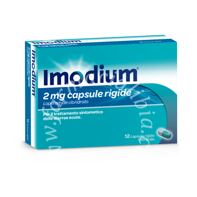 Imodium 2 mg capsule rigide  loperamide cloridrato 12 capsule in blister pvc/al