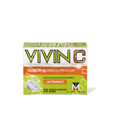 Vivin c 330 mg/200 mg compresse effervescenti  acido acetilsalicilico/acido ascorbico 330 mg +  20 compresse
