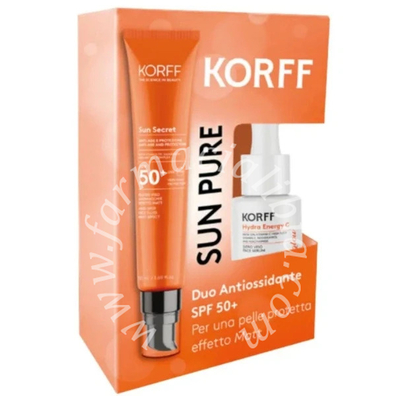 Sun pure sun secret fluido viso antimacchie effetto matt spf50+ 50 ml + hydra energy c siero glow 10 ml in omaggio