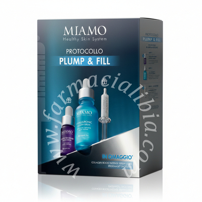 Miamo 2026 cofanetto plump&fill hyaluronic 14+ fusion serum 30 ml + collagen boost intense serum 10 ml + epigenage shot 1 ml