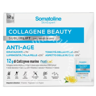 Somatoline collagene beauty sublimlift 10 bustine gusto limone senza glutine senza lattosio